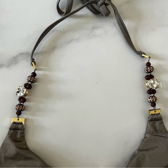 Beach Bunny *RARE* Ticket to Paradise Jeweled Bikini Set in Taupe - Picture 11 of 14